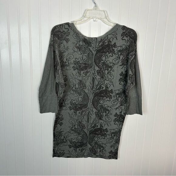 ed hardy Top Small Grey Dragon Burnout Dolman Sleeve Y2K - Picture 6 of 8